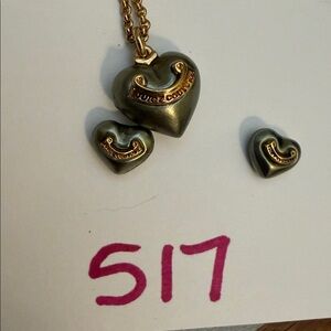 Juicy Couture heart necklace, and earrings set 517
